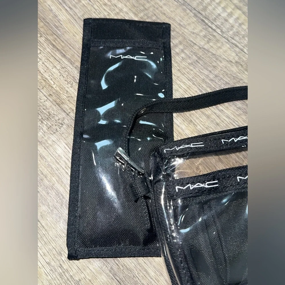 MAC Cosmetics Black and Transparent Makeup Bag Purse Set of 2 AUTHENTIC